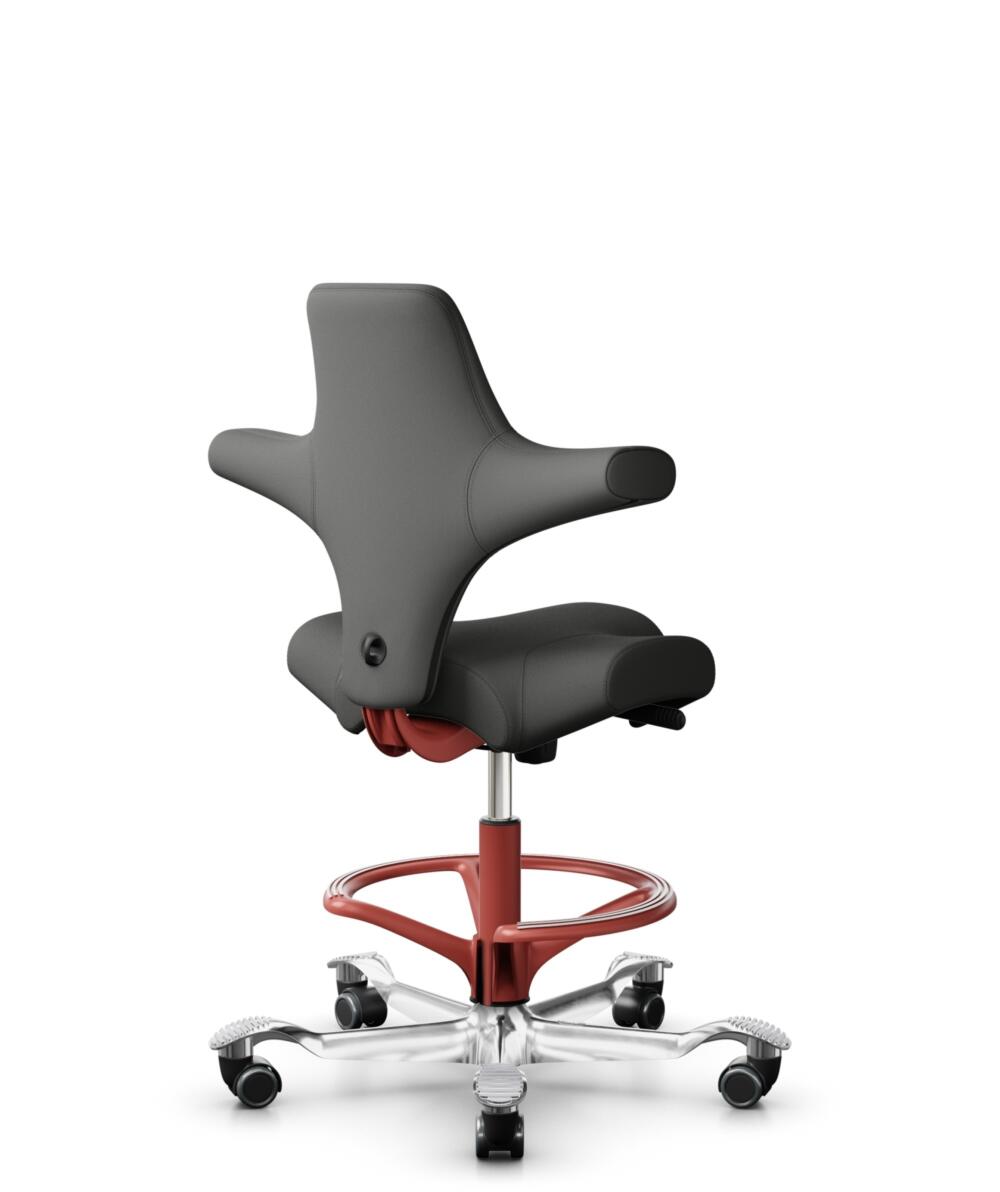 HÅG Capisco 8106 - Steelcut Trio 3 (Kvadrat) - Wol / Polyamide - STT383 - Charcoal - Framekleur - Blush Rose - Gasveer - 200 mm (Zithoogte 46-64cm) - Vloercontact - Harde wielen t.b.v. zachte vloeren - Voetenring - Ja, in framekleur - Voetster - Ja, vo... - 3