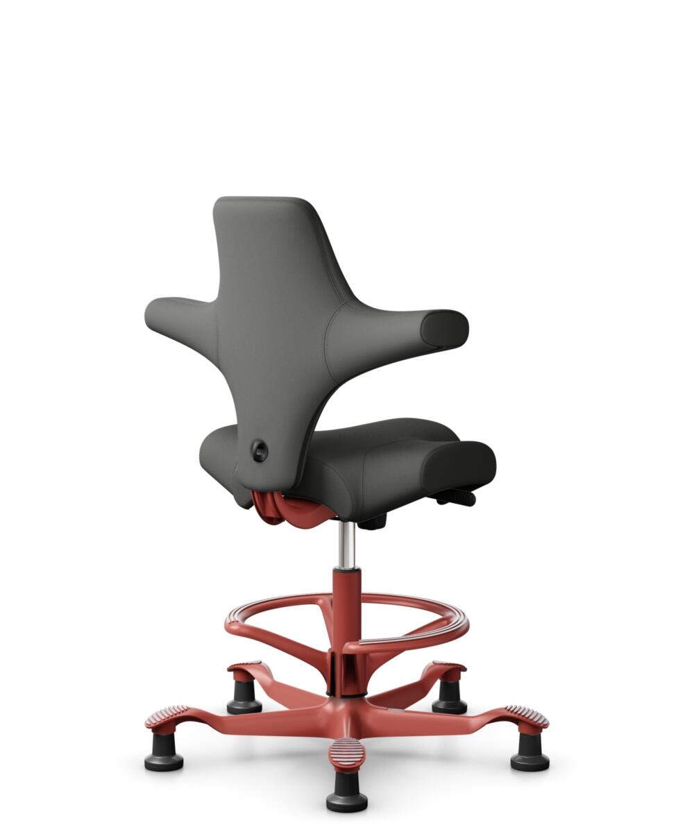 HÅG Capisco 8106 - Steelcut Trio 3 (Kvadrat) - Wol / Polyamide - STT383 - Charcoal - Framekleur - Blush Rose - Gasveer - 200 mm (Zithoogte 46-64cm) - Vloercontact - Glijdoppen - Voetenring - Ja, in framekleur - Voetster - Nee, voetster in framekleur - 3