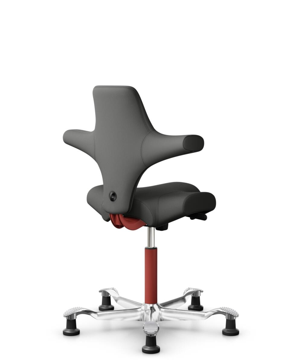HÅG Capisco 8106 - Steelcut Trio 3 (Kvadrat) - Wol / Polyamide - STT383 - Charcoal - Framekleur - Blush Rose - Gasveer - 265 mm (Zithoogte 53-79cm) - Vloercontact - Glijdoppen - Voetenring - Nee, geen voetenring - Voetster - Ja, voetster in gepolijst a... - 3