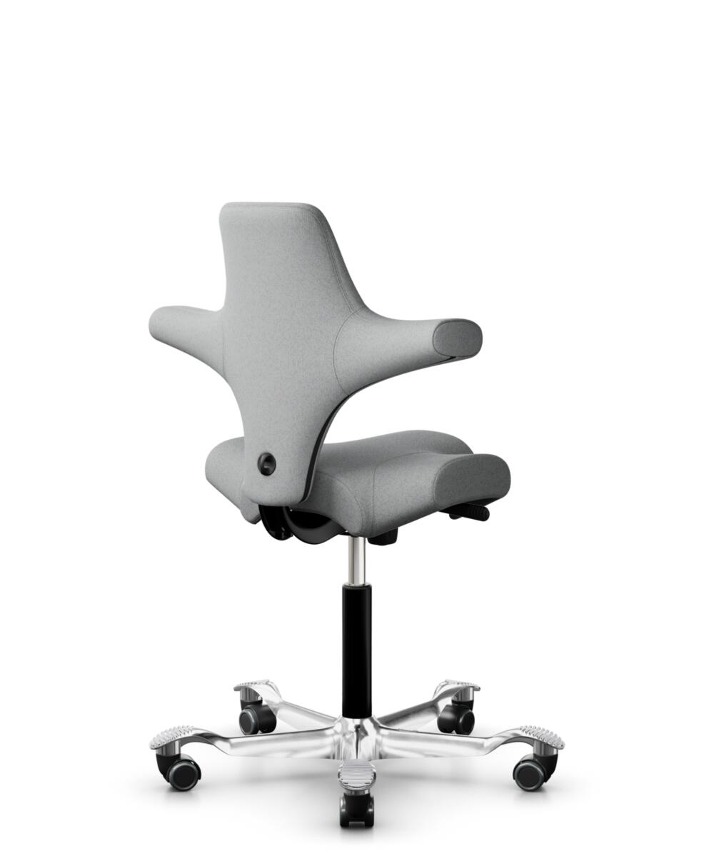 HÅG Capisco 8106 - Steelcut Trio 3 (Kvadrat) - Wol / Polyamide - STT383 - Charcoal - Framekleur - Moss Grey - Gasveer - 265 mm (Zithoogte 53-79cm) - Vloercontact - Glijdoppen - Voetenring - Ja, in framekleur - Voetster - Nee, voetster in framekleur - 3