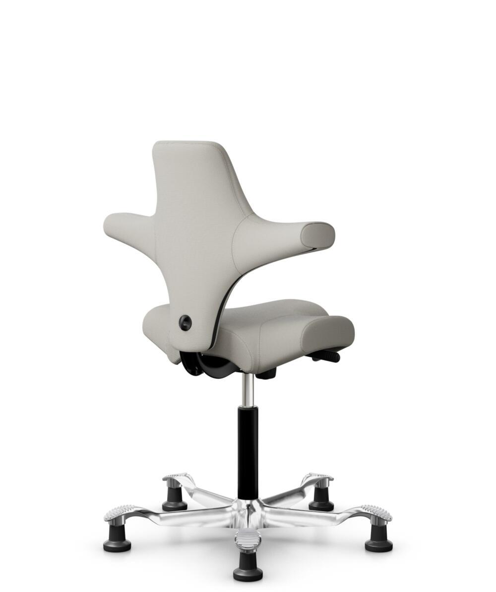 HÅG Capisco 8106 - Steelcut Trio 3 (Kvadrat) - Wol / Polyamide - STT213 - Light beige - Framekleur - Zwart - Gasveer - 200 mm (Zithoogte 46-64cm) - Vloercontact - Glijdoppen - Voetenring - Nee, geen voetenring - Voetster - Ja, voetster in gepolijst alu... - 3