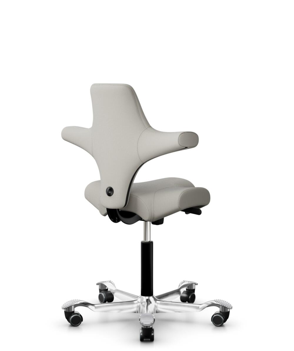 HÅG Capisco 8106 - Steelcut Trio 3 (Kvadrat) - Wol / Polyamide - STT213 - Light beige - Framekleur - Zwart - Gasveer - 265 mm (Zithoogte 53-79cm) - Vloercontact - Harde wielen t.b.v. zachte vloeren - Voetenring - Nee, geen voetenring - Voetster - Ja, v... - 3