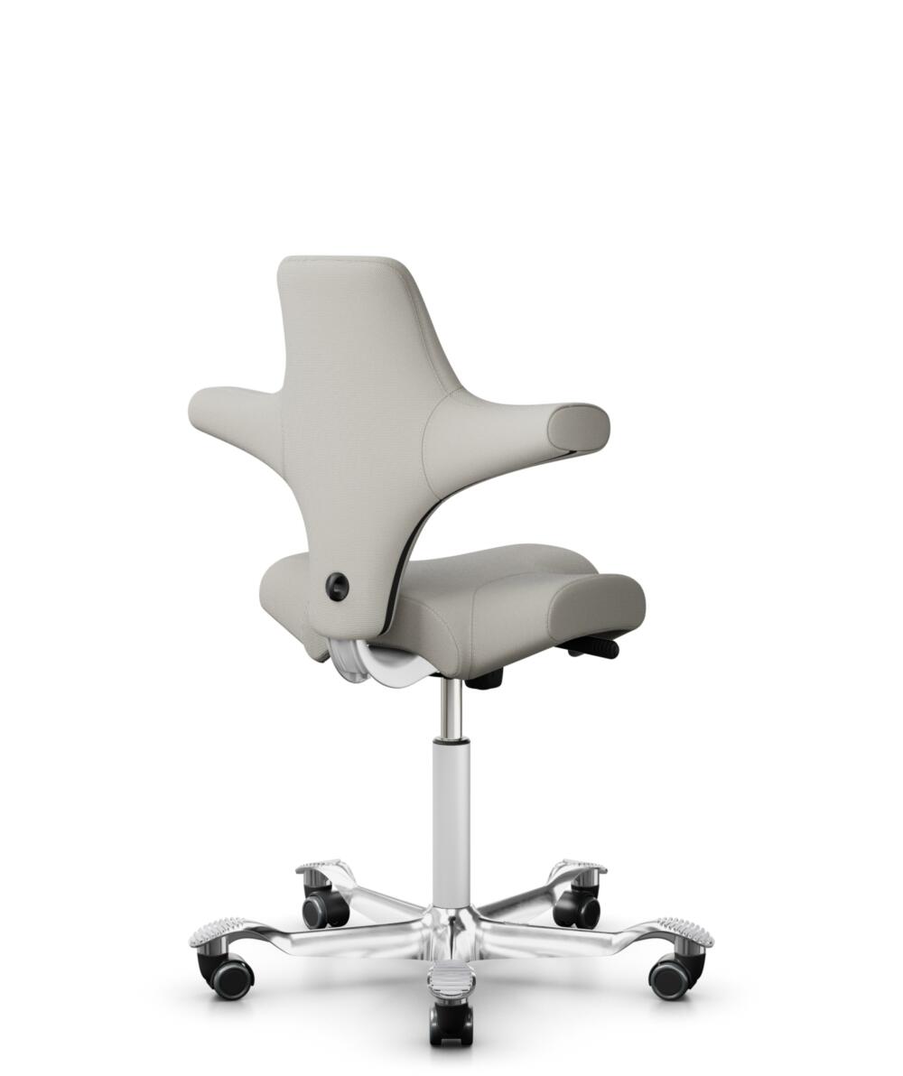 HÅG Capisco 8106 - Steelcut Trio 3 (Kvadrat) - Wol / Polyamide - STT213 - Light beige - Framekleur - Wit - Gasveer - 265 mm (Zithoogte 53-79cm) - Vloercontact - Harde wielen t.b.v. zachte vloeren - Voetenring - Nee, geen voetenring - Voetster - Ja, voe... - 3
