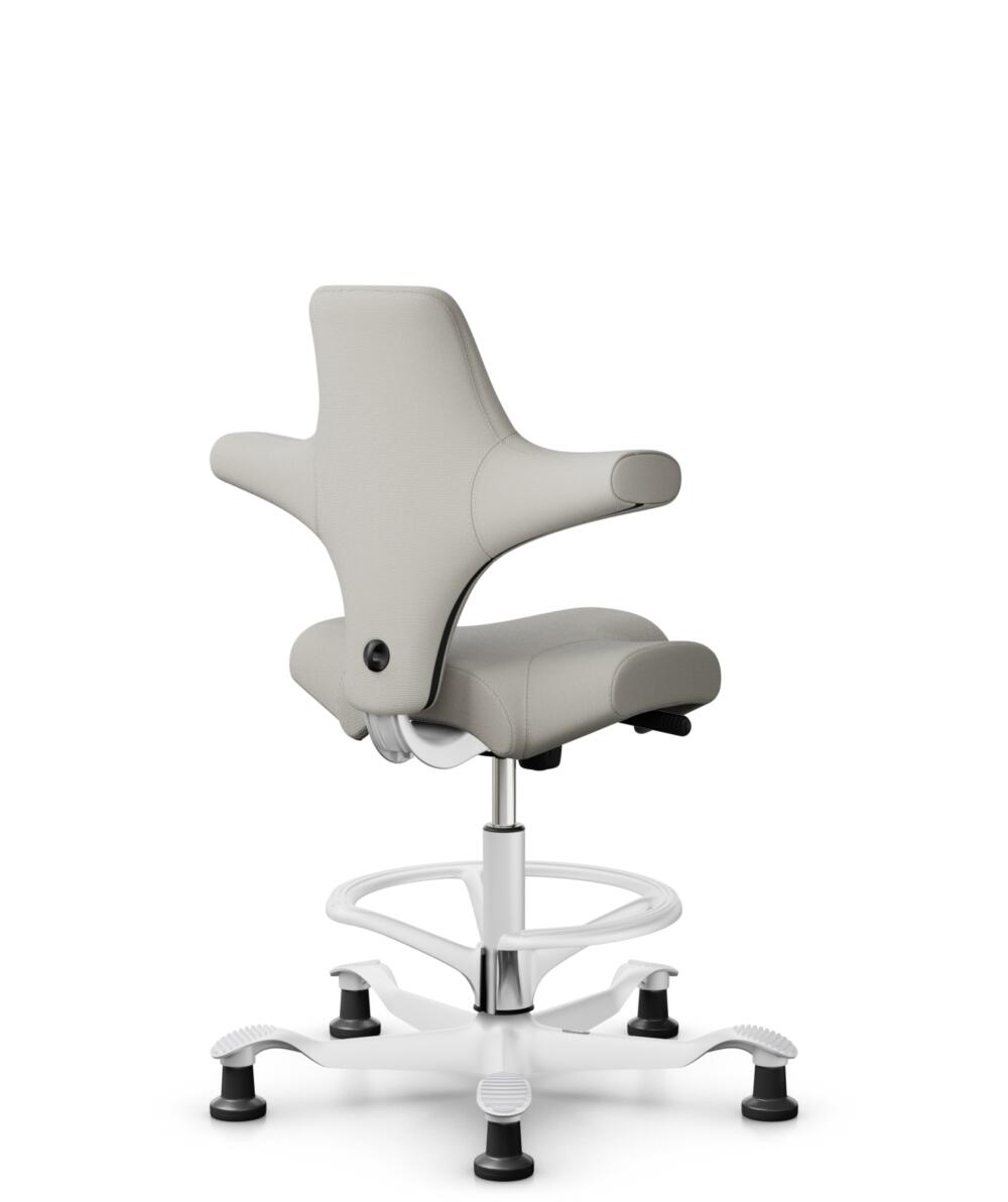 HÅG Capisco 8106 - Steelcut Trio 3 (Kvadrat) - Wol / Polyamide - STT213 - Light beige - Framekleur - Wit - Gasveer - 265 mm (Zithoogte 53-79cm) - Vloercontact - Glijdoppen - Voetenring - Ja, in framekleur - Voetster - Nee, voetster in framekleur - 3