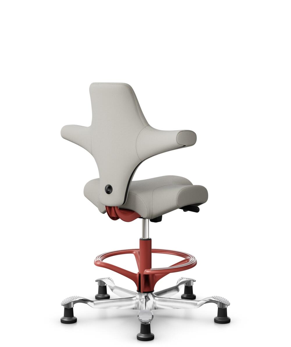 HÅG Capisco 8106 - Steelcut Trio 3 (Kvadrat) - Wol / Polyamide - STT213 - Light beige - Framekleur - Blush Rose - Gasveer - 200 mm (Zithoogte 46-64cm) - Vloercontact - Glijdoppen - Voetenring - Ja, in framekleur - Voetster - Ja, voetster in gepolijst a... - 3