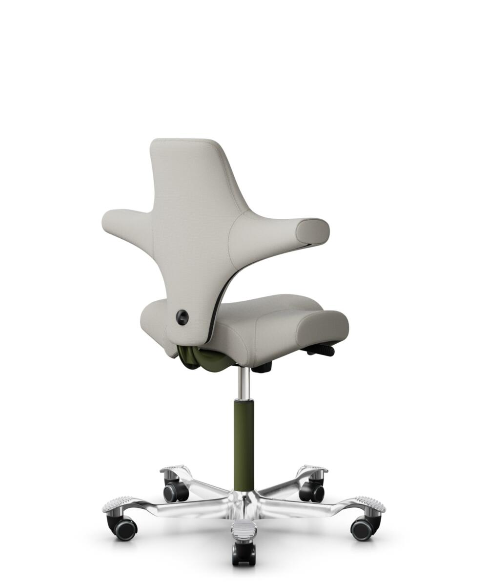 HÅG Capisco 8106 - Steelcut Trio 3 (Kvadrat) - Wol / Polyamide - STT213 - Light beige - Framekleur - Moss Grey - Gasveer - 150 mm (Zithoogte 40-55cm) - Vloercontact - Zachte wielen t.b.v. harde vloeren - Voetenring - Nee, geen voetenring - Voetster - J... - 3