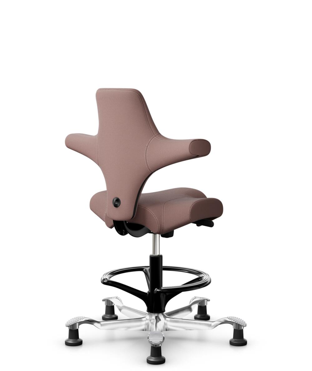 HÅG Capisco 8106 - Steelcut Trio 3 (Kvadrat) - Wol / Polyamide - STT645 - Dusty red - Framekleur - Zwart - Gasveer - 200 mm (Zithoogte 46-64cm) - Vloercontact - Glijdoppen - Voetenring - Ja, in framekleur - Voetster - Ja, voetster in gepolijst aluminium - 3