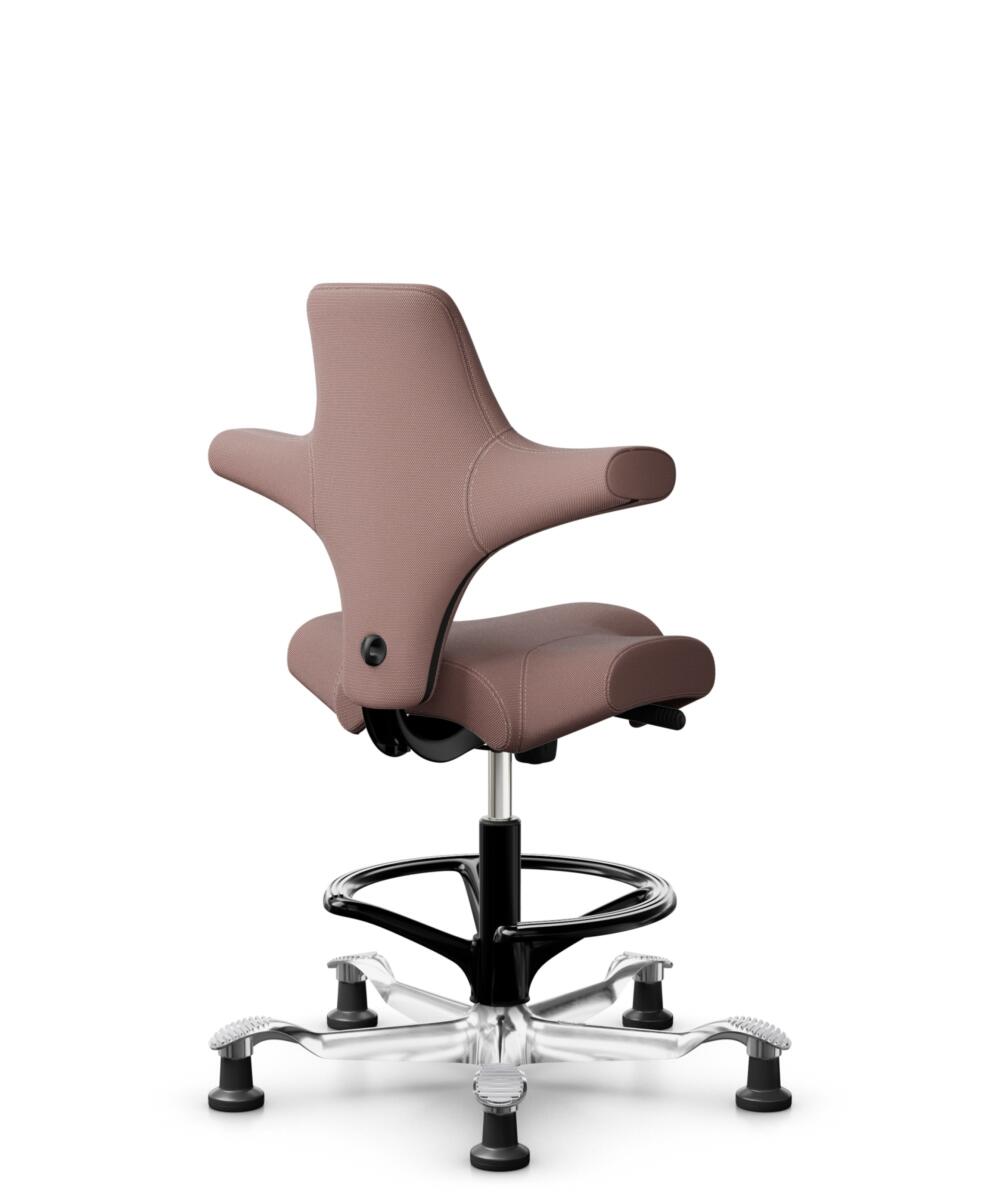 HÅG Capisco 8106 - Steelcut Trio 3 (Kvadrat) - Wol / Polyamide - STT645 - Dusty red - Framekleur - Zwart - Gasveer - 265 mm (Zithoogte 53-79cm) - Vloercontact - Glijdoppen - Voetenring - Ja, in framekleur - Voetster - Ja, voetster in gepolijst aluminium - 3