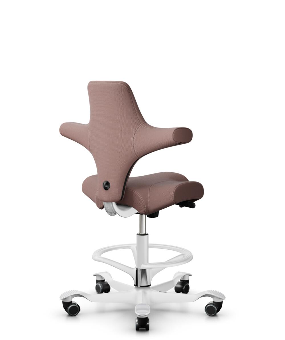 HÅG Capisco 8106 - Steelcut Trio 3 (Kvadrat) - Wol / Polyamide - STT645 - Dusty red - Framekleur - Wit - Gasveer - 265 mm (Zithoogte 53-79cm) - Vloercontact - Harde wielen t.b.v. zachte vloeren - Voetenring - Ja, in framekleur - Voetster - Nee, voetste... - 3