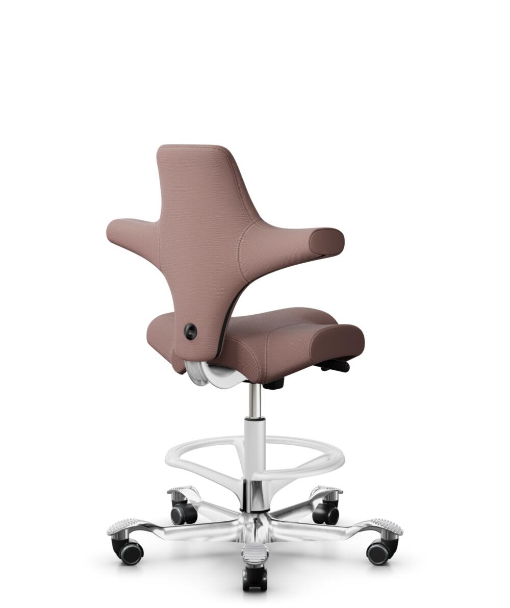 HÅG Capisco 8106 - Steelcut Trio 3 (Kvadrat) - Wol / Polyamide - STT645 - Dusty red - Framekleur - Wit - Gasveer - 265 mm (Zithoogte 53-79cm) - Vloercontact - Zachte wielen t.b.v. harde vloeren - Voetenring - Ja, in framekleur - Voetster - Ja, voetster... - 3