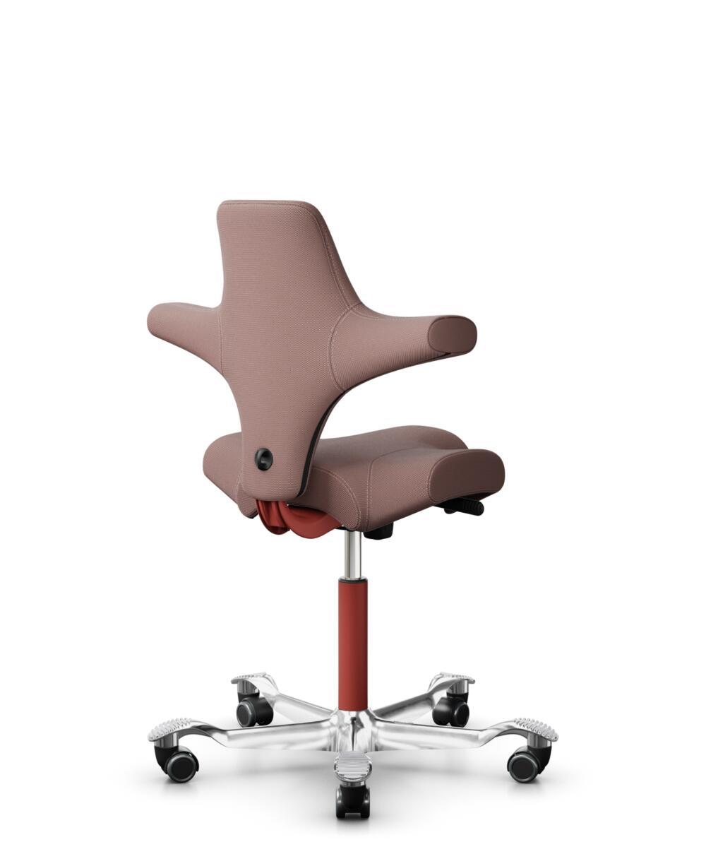 HÅG Capisco 8106 - Steelcut Trio 3 (Kvadrat) - Wol / Polyamide - STT645 - Dusty red - Framekleur - Zilver - Gasveer - 150 mm (Zithoogte 40-55cm) - Vloercontact - Zachte wielen t.b.v. harde vloeren - Voetenring - Nee, geen voetenring - Voetster - Ja, vo... - 3