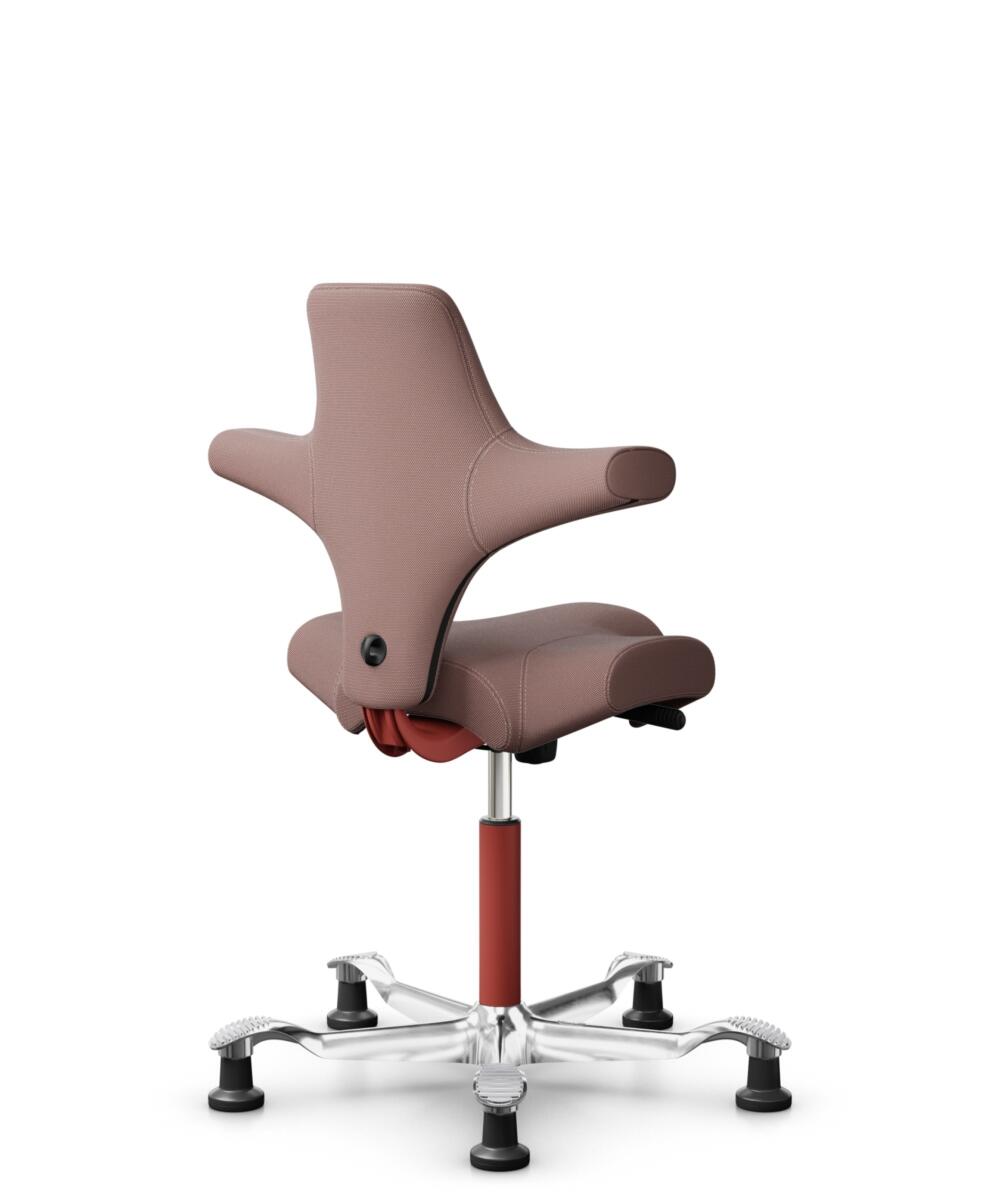 HÅG Capisco 8106 - Steelcut Trio 3 (Kvadrat) - Wol / Polyamide - STT645 - Dusty red - Framekleur - Blush Rose - Gasveer - 150 mm (Zithoogte 40-55cm) - Vloercontact - Glijdoppen - Voetenring - Nee, geen voetenring - Voetster - Ja, voetster in gepolijst ... - 3