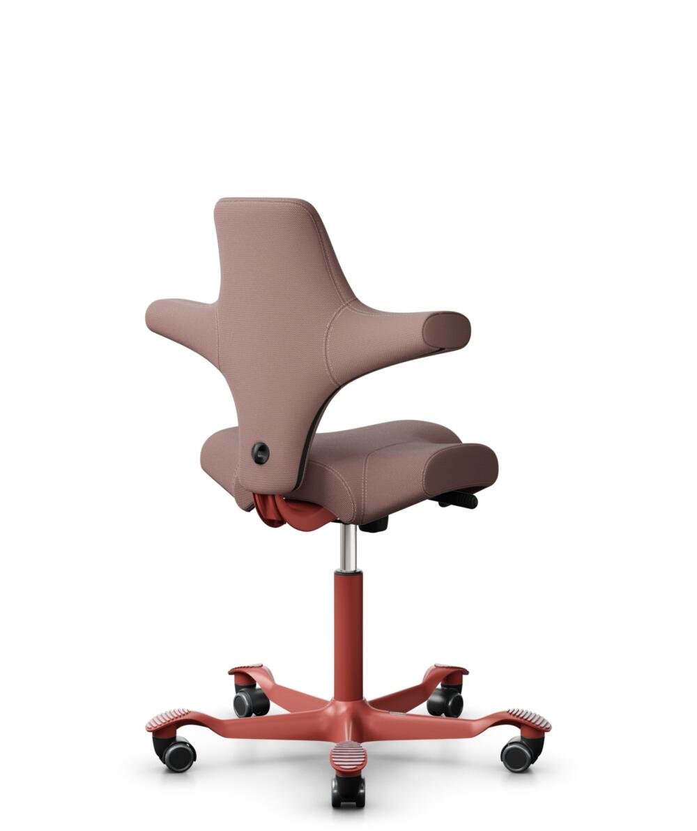 HÅG Capisco 8106 - Steelcut Trio 3 (Kvadrat) - Wol / Polyamide - STT645 - Dusty red - Framekleur - Blush Rose - Gasveer - 200 mm (Zithoogte 46-64cm) - Vloercontact - Zachte wielen t.b.v. harde vloeren - Voetenring - Nee, geen voetenring - Voetster - Ne... - 3
