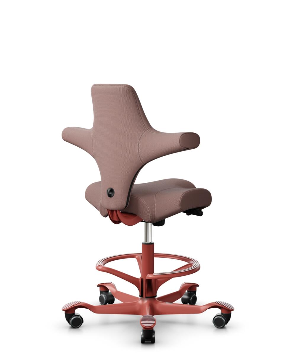 HÅG Capisco 8106 - Steelcut Trio 3 (Kvadrat) - Wol / Polyamide - STT645 - Dusty red - Framekleur - Blush Rose - Gasveer - 265 mm (Zithoogte 53-79cm) - Vloercontact - Zachte wielen t.b.v. harde vloeren - Voetenring - Ja, in framekleur - Voetster - Nee, ... - 3