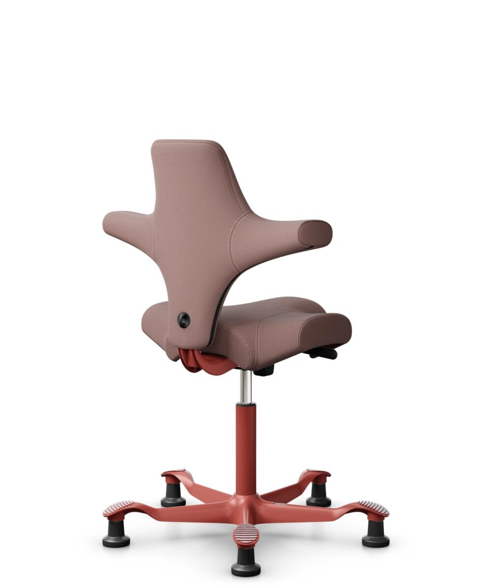 HÅG Capisco 8106 - Steelcut Trio 3 (Kvadrat) - Wol / Polyamide - STT645 - Dusty red - Framekleur - Blush Rose - Gasveer - 265 mm (Zithoogte 53-79cm) - Vloercontact - Glijdoppen - Voetenring - Nee, geen voetenring - Voetster - Nee, voetster in framekleur - 3