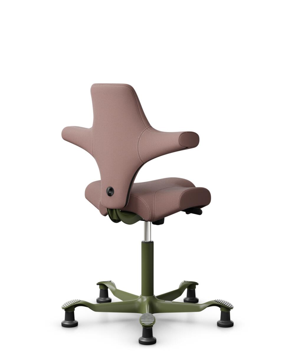 HÅG Capisco 8106 - Steelcut Trio 3 (Kvadrat) - Wol / Polyamide - STT645 - Dusty red - Framekleur - Moss Grey - Gasveer - 265 mm (Zithoogte 53-79cm) - Vloercontact - Glijdoppen - Voetenring - Nee, geen voetenring - Voetster - Nee, voetster in framekleur - 3