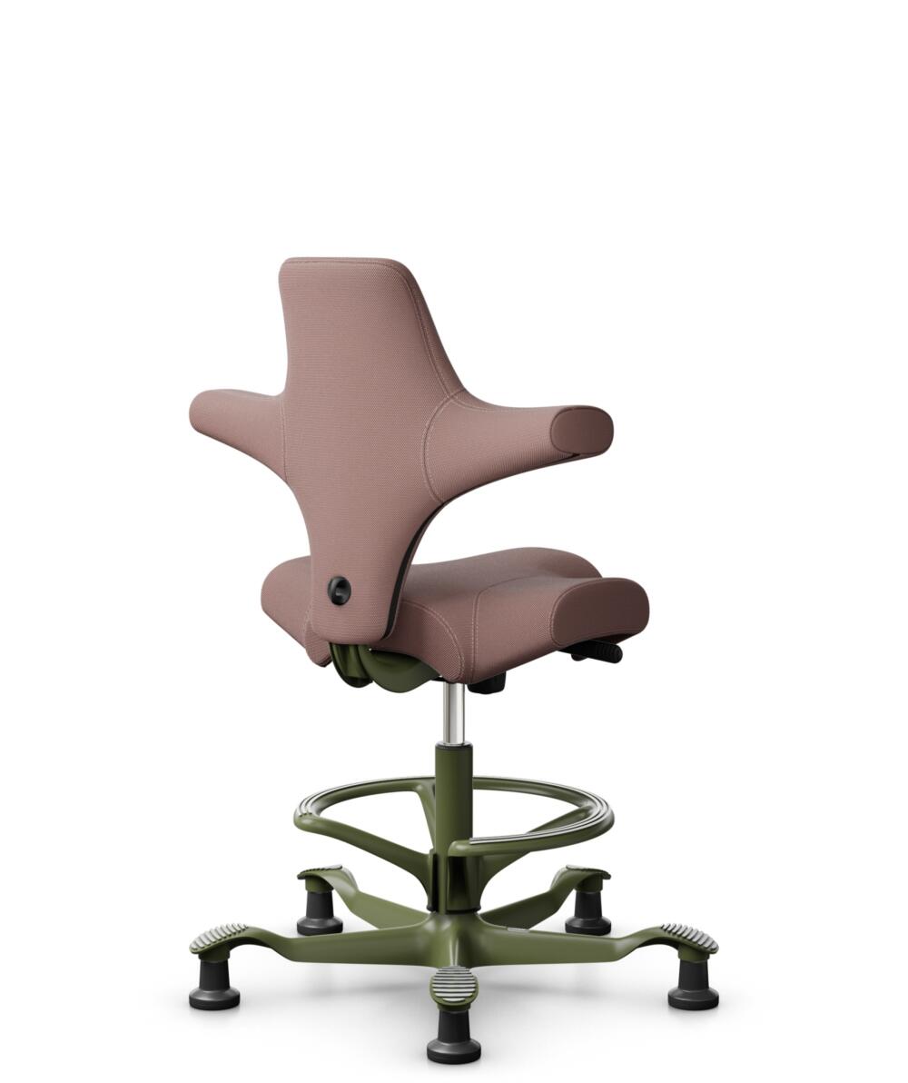 HÅG Capisco 8106 - Steelcut Trio 3 (Kvadrat) - Wol / Polyamide - STT645 - Dusty red - Framekleur - Moss Grey - Gasveer - 265 mm (Zithoogte 53-79cm) - Vloercontact - Glijdoppen - Voetenring - Ja, in framekleur - Voetster - Nee, voetster in framekleur - 3