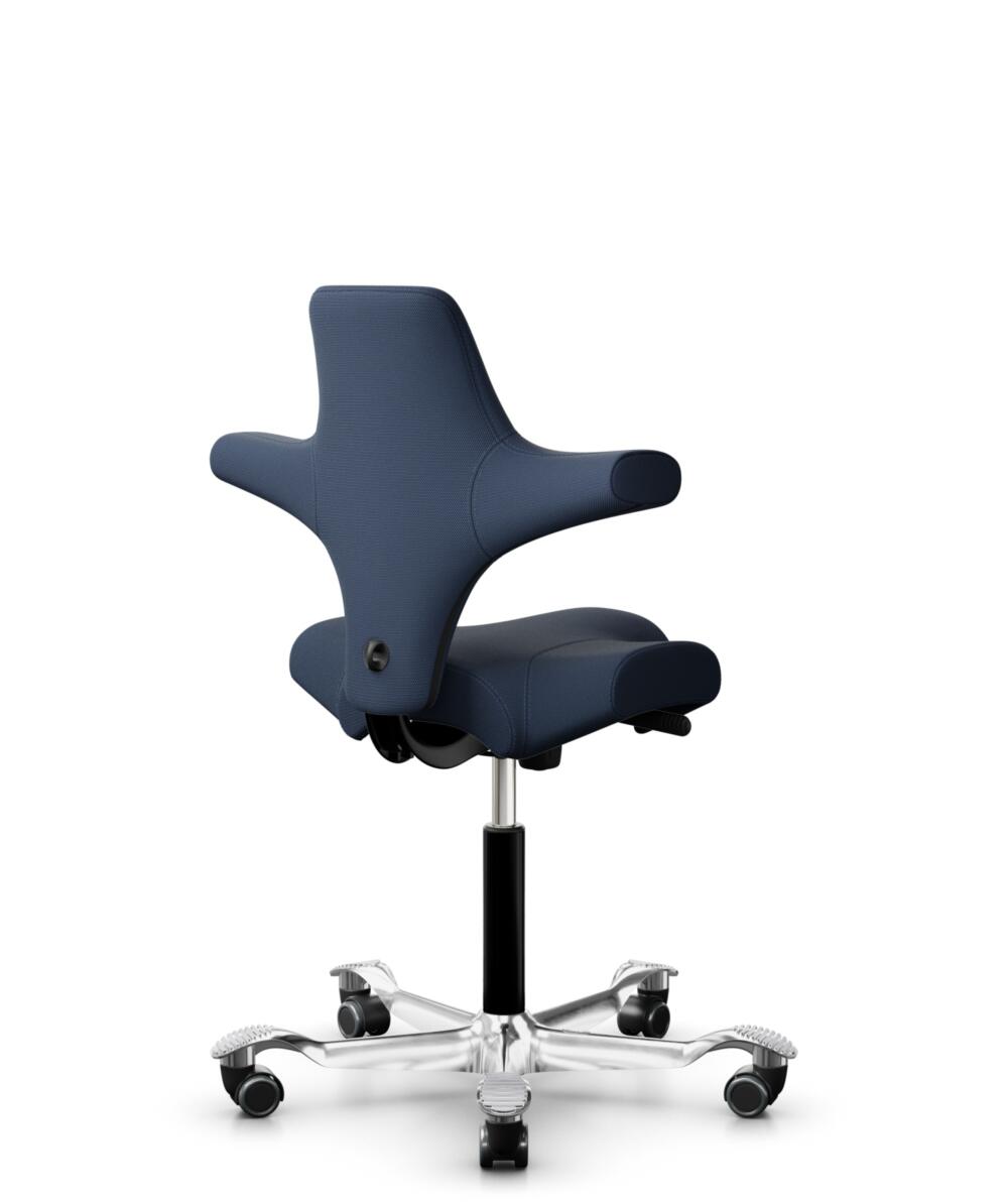 HÅG Capisco 8106 - Steelcut Trio 3 (Kvadrat) - Wol / Polyamide - STT796 - Blue - Framekleur - Zwart - Gasveer - 150 mm (Zithoogte 40-55cm) - Vloercontact - Harde wielen t.b.v. zachte vloeren - Voetenring - Nee, geen voetenring - Voetster - Ja, voetster... - 3