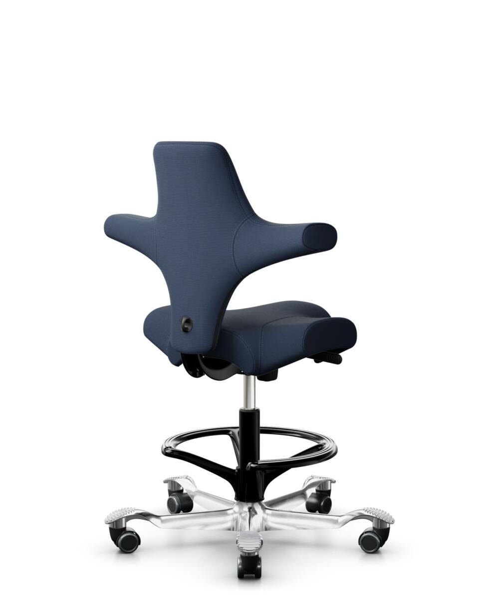 HÅG Capisco 8106 - Steelcut Trio 3 (Kvadrat) - Wol / Polyamide - STT796 - Blue - Framekleur - Zwart - Gasveer - 200 mm (Zithoogte 46-64cm) - Vloercontact - Harde wielen t.b.v. zachte vloeren - Voetenring - Ja, in framekleur - Voetster - Ja, voetster in... - 3