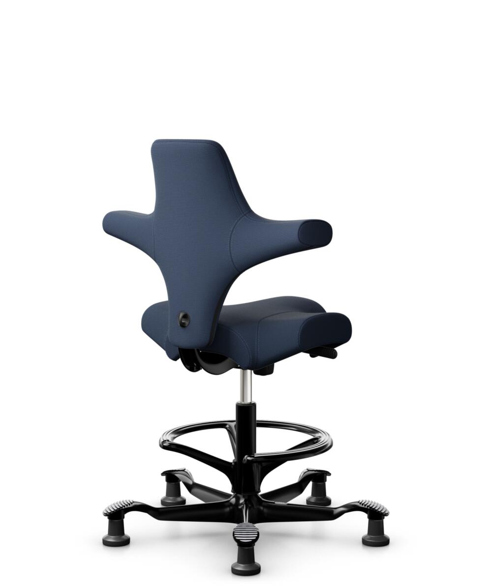 HÅG Capisco 8106 - Steelcut Trio 3 (Kvadrat) - Wol / Polyamide - STT796 - Blue - Framekleur - Zwart - Gasveer - 200 mm (Zithoogte 46-64cm) - Vloercontact - Glijdoppen - Voetenring - Ja, in framekleur - Voetster - Nee, voetster in framekleur - 3