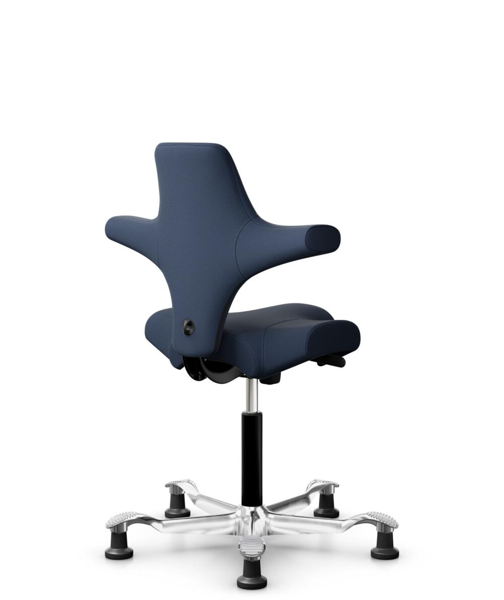 HÅG Capisco 8106 - Steelcut Trio 3 (Kvadrat) - Wol / Polyamide - STT796 - Blue - Framekleur - Zwart - Gasveer - 265 mm (Zithoogte 53-79cm) - Vloercontact - Glijdoppen - Voetenring - Nee, geen voetenring - Voetster - Ja, voetster in gepolijst aluminium - 3