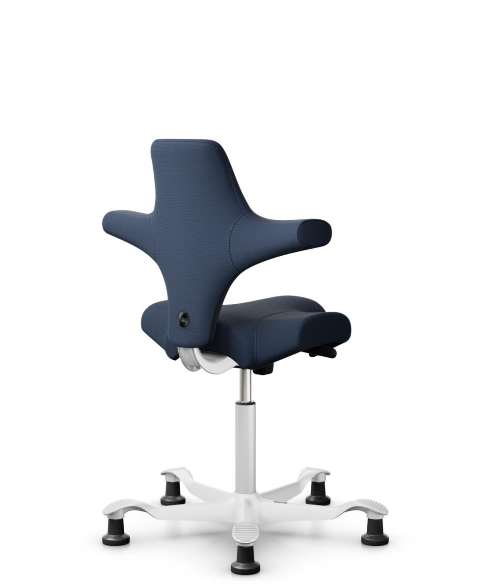 HÅG Capisco 8106 - Steelcut Trio 3 (Kvadrat) - Wol / Polyamide - STT796 - Blue - Framekleur - Wit - Gasveer - 200 mm (Zithoogte 46-64cm) - Vloercontact - Glijdoppen - Voetenring - Nee, geen voetenring - Voetster - Nee, voetster in framekleur - 3