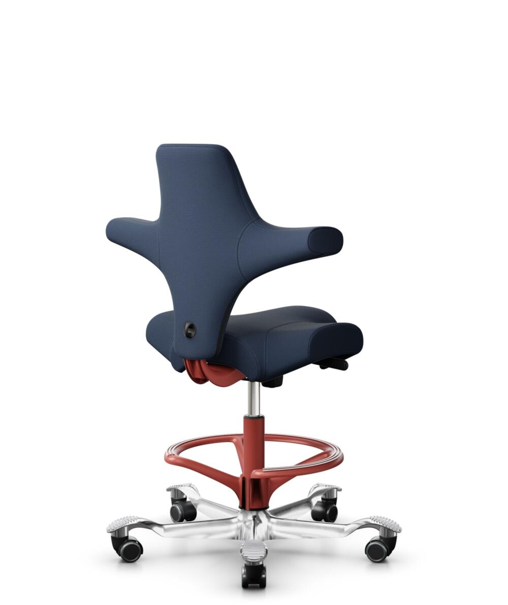 HÅG Capisco 8106 - Steelcut Trio 3 (Kvadrat) - Wol / Polyamide - STT796 - Blue - Framekleur - Blush Rose - Gasveer - 200 mm (Zithoogte 46-64cm) - Vloercontact - Zachte wielen t.b.v. harde vloeren - Voetenring - Ja, in framekleur - Voetster - Ja, voetst... - 3