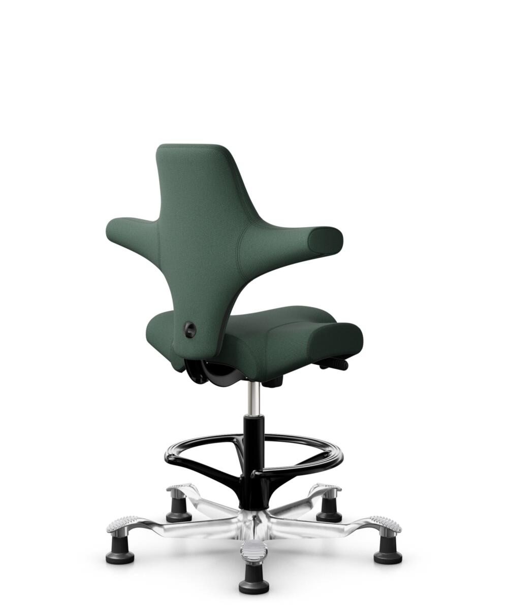 HÅG Capisco 8106 - Steelcut Trio 3 (Kvadrat) - Wol / Polyamide - STT966 - Brown grey - Framekleur - Zwart - Gasveer - 265 mm (Zithoogte 53-79cm) - Vloercontact - Glijdoppen - Voetenring - Ja, in framekleur - Voetster - Ja, voetster in gepolijst aluminium - 3