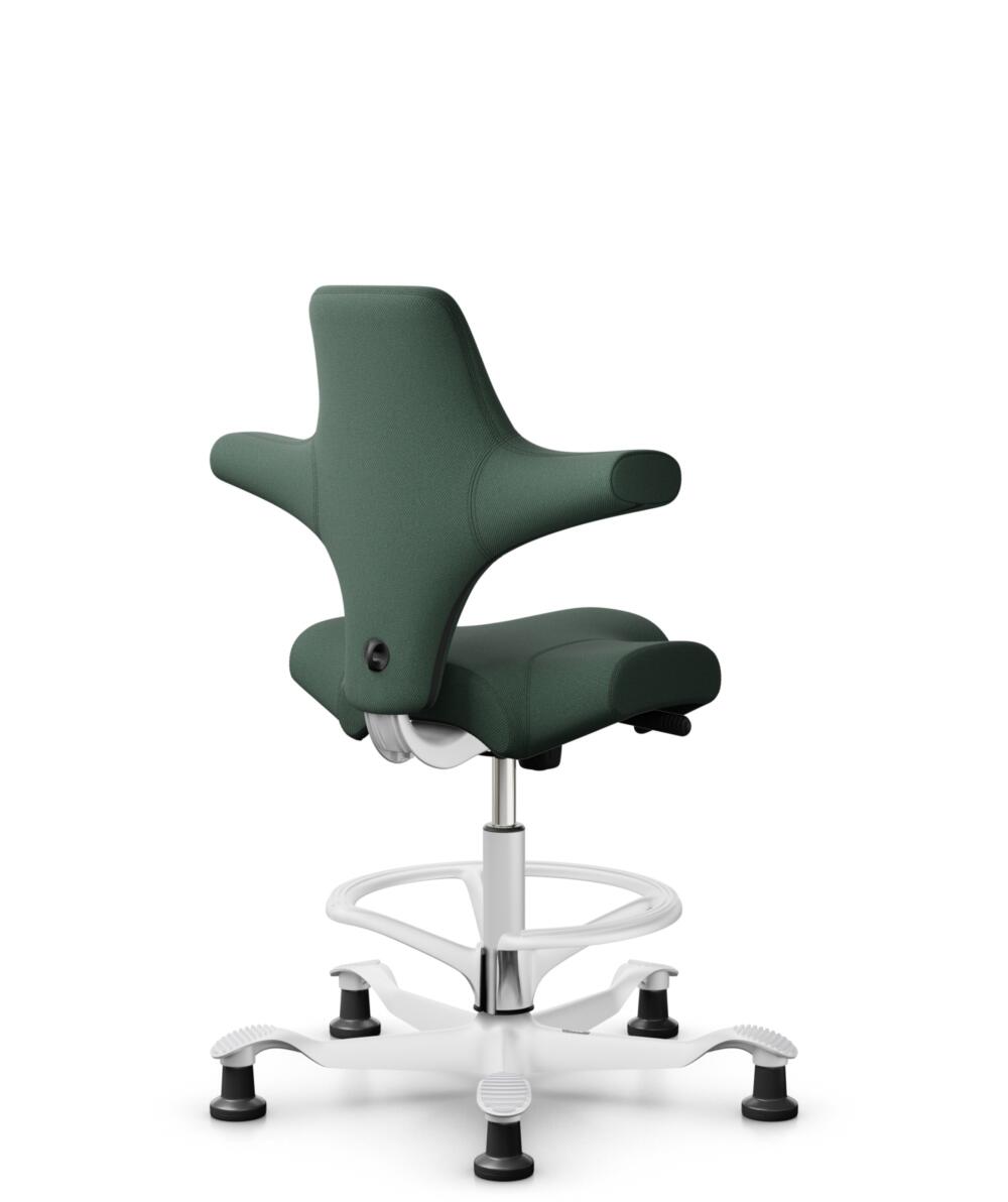 HÅG Capisco 8106 - Steelcut Trio 3 (Kvadrat) - Wol / Polyamide - STT966 - Brown grey - Framekleur - Wit - Gasveer - 200 mm (Zithoogte 46-64cm) - Vloercontact - Glijdoppen - Voetenring - Ja, in framekleur - Voetster - Nee, voetster in framekleur - 3