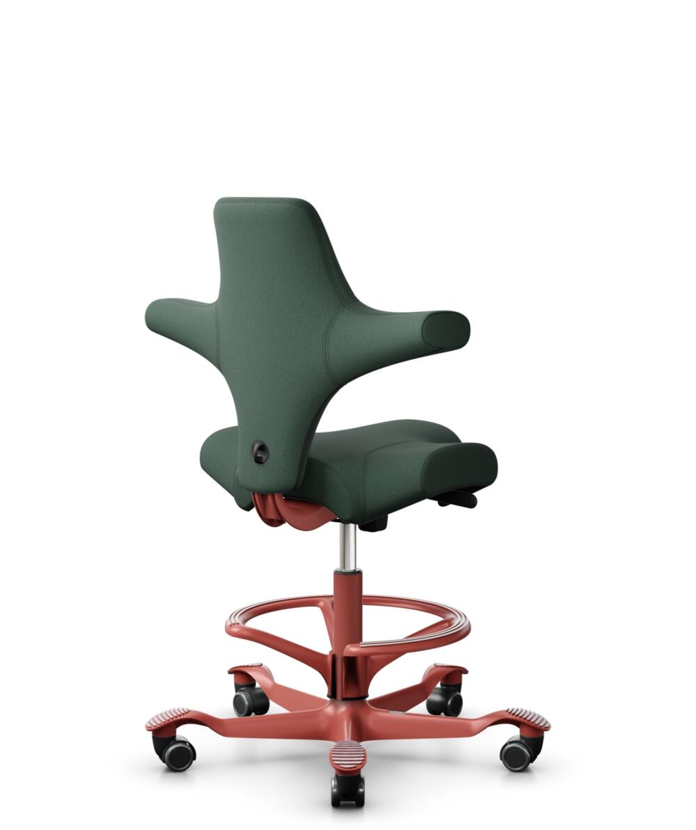 HÅG Capisco 8106 - Steelcut Trio 3 (Kvadrat) - Wol / Polyamide - STT966 - Brown grey - Framekleur - Blush Rose - Gasveer - 200 mm (Zithoogte 46-64cm) - Vloercontact - Zachte wielen t.b.v. harde vloeren - Voetenring - Ja, in framekleur - Voetster - Nee,... - 3