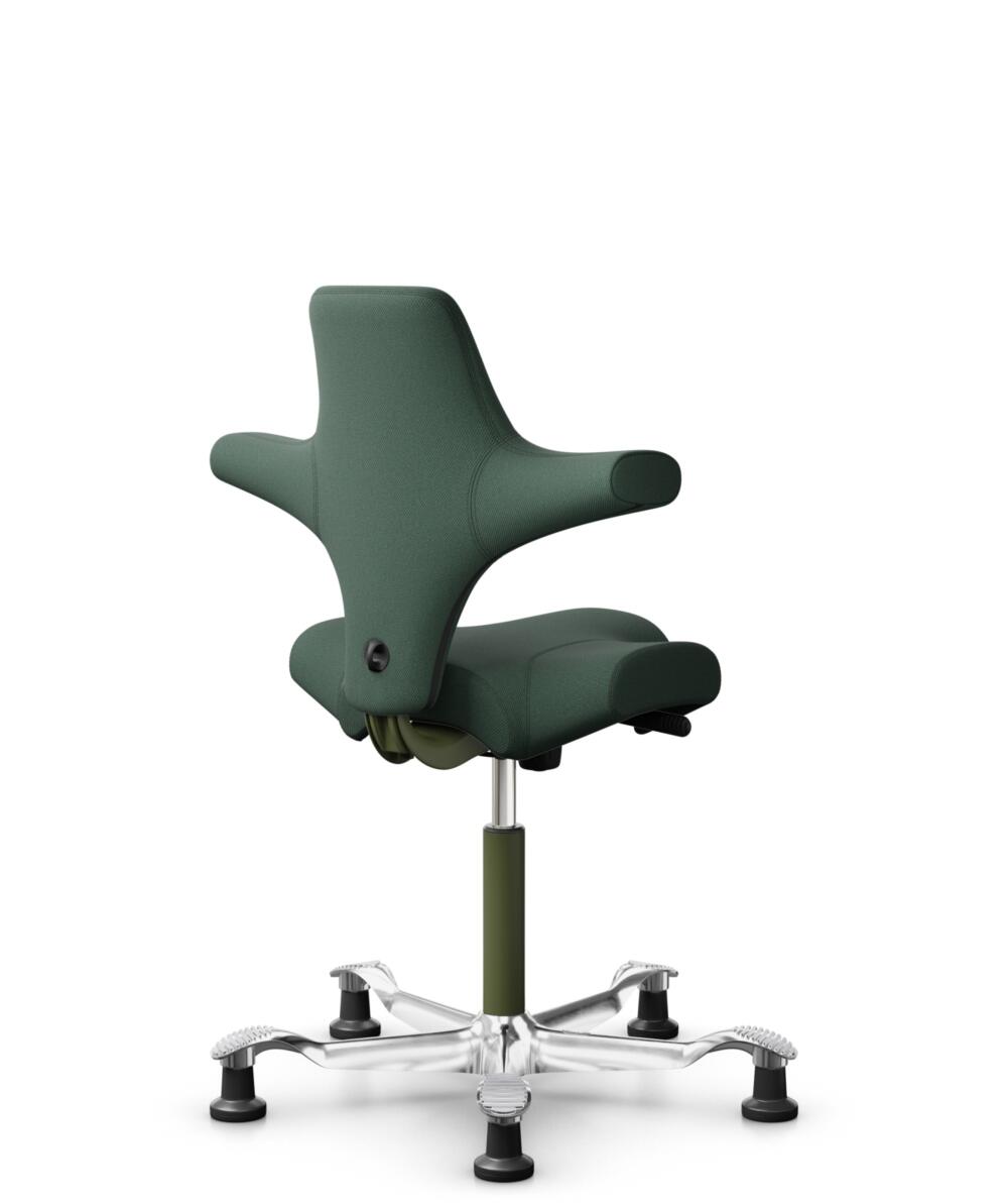 HÅG Capisco 8106 - Steelcut Trio 3 (Kvadrat) - Wol / Polyamide - STT966 - Brown grey - Framekleur - Moss Grey - Gasveer - 265 mm (Zithoogte 53-79cm) - Vloercontact - Glijdoppen - Voetenring - Nee, geen voetenring - Voetster - Ja, voetster in gepolijst ... - 3