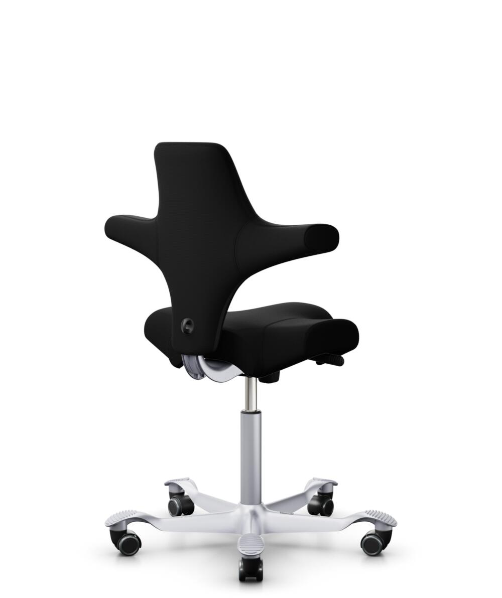 HÅG Capisco 8106 - Steelcut 3 (Kvadrat) - Wol / Polyamide - STT190 - Black - Framekleur - Zilver - Gasveer - 150 mm (Zithoogte 40-55cm) - Vloercontact - Harde wielen t.b.v. zachte vloeren - Voetenring - Nee, geen voetenring - Voetster - Nee, voetster i... - 3