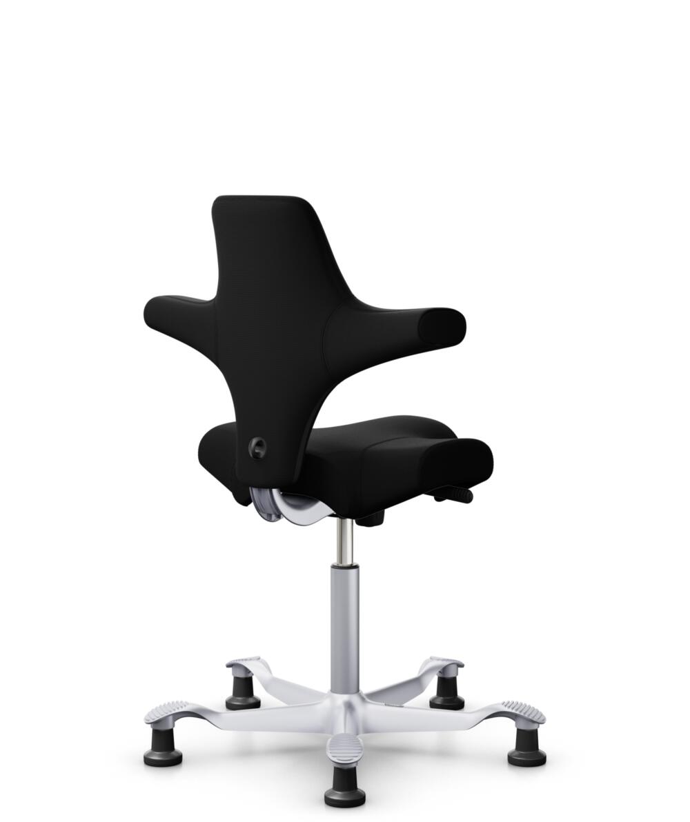 HÅG Capisco 8106 - Steelcut 3 (Kvadrat) - Wol / Polyamide - STT190 - Black - Framekleur - Zilver - Gasveer - 150 mm (Zithoogte 40-55cm) - Vloercontact - Glijdoppen - Voetenring - Nee, geen voetenring - Voetster - Nee, voetster in framekleur - 2