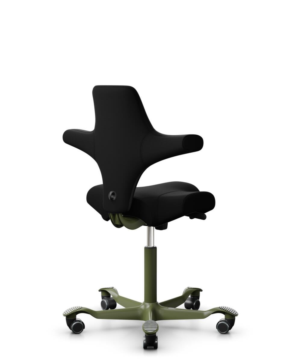 HÅG Capisco 8106 - Steelcut 3 (Kvadrat) - Wol / Polyamide - STT190 - Black - Framekleur - Moss Grey - Gasveer - 265 mm (Zithoogte 53-79cm) - Vloercontact - Zachte wielen t.b.v. harde vloeren - Voetenring - Nee, geen voetenring - Voetster - Nee, voetste... - 3