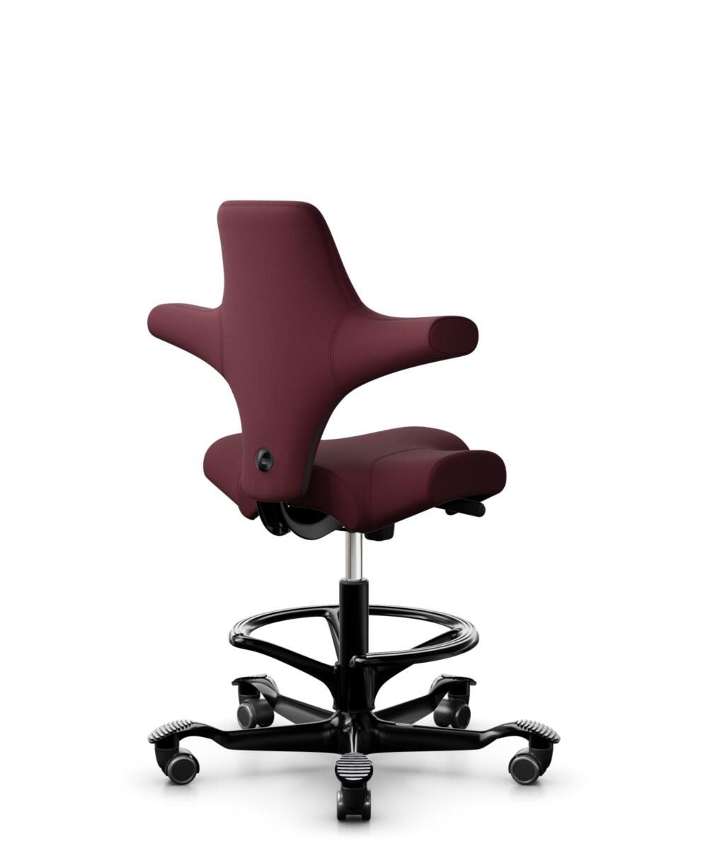 HÅG Capisco 8106 - Steelcut 3 (Kvadrat) - Wol / Polyamide - STT682 Chestnut - Framekleur - Zwart - Gasveer - 200 mm (Zithoogte 46-64cm) - Vloercontact - Zachte wielen t.b.v. harde vloeren - Voetenring - Ja, in framekleur - Voetster - Nee, voetster in f... - 3