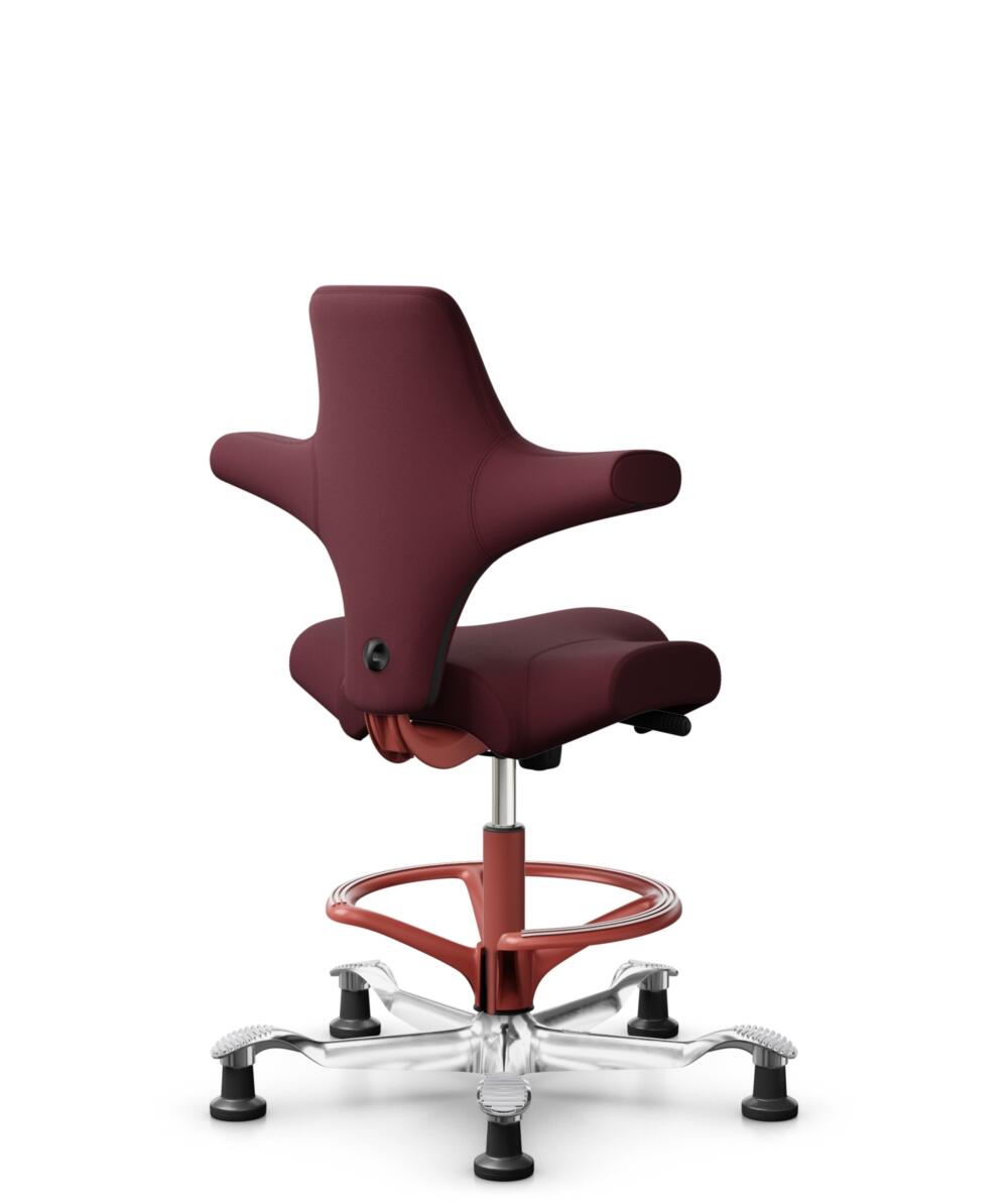 HÅG Capisco 8106 - Steelcut 3 (Kvadrat) - Wol / Polyamide - STT682 Chestnut - Framekleur - Blush Rose - Gasveer - 200 mm (Zithoogte 46-64cm) - Vloercontact - Glijdoppen - Voetenring - Ja, in framekleur - Voetster - Ja, voetster in gepolijst aluminium - 3