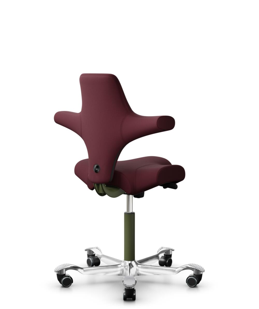 HÅG Capisco 8106 - Steelcut 3 (Kvadrat) - Wol / Polyamide - STT682 Chestnut - Framekleur - Moss Grey - Gasveer - 200 mm (Zithoogte 46-64cm) - Vloercontact - Harde wielen t.b.v. zachte vloeren - Voetenring - Nee, geen voetenring - Voetster - Ja, voetste... - 3