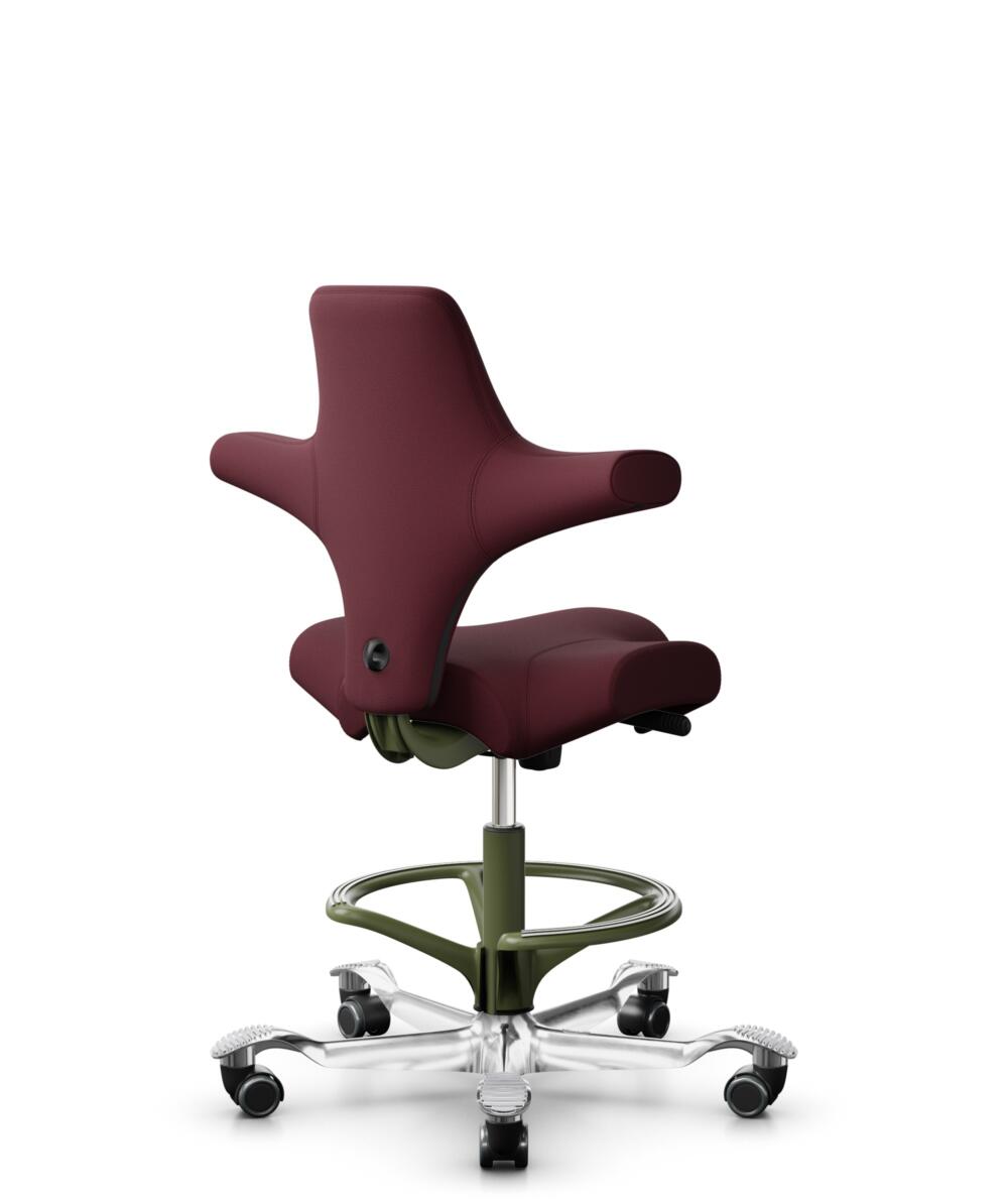 HÅG Capisco 8106 - Steelcut 3 (Kvadrat) - Wol / Polyamide - STT682 Chestnut - Framekleur - Moss Grey - Gasveer - 265 mm (Zithoogte 53-79cm) - Vloercontact - Harde wielen t.b.v. zachte vloeren - Voetenring - Ja, in framekleur - Voetster - Ja, voetster i... - 3