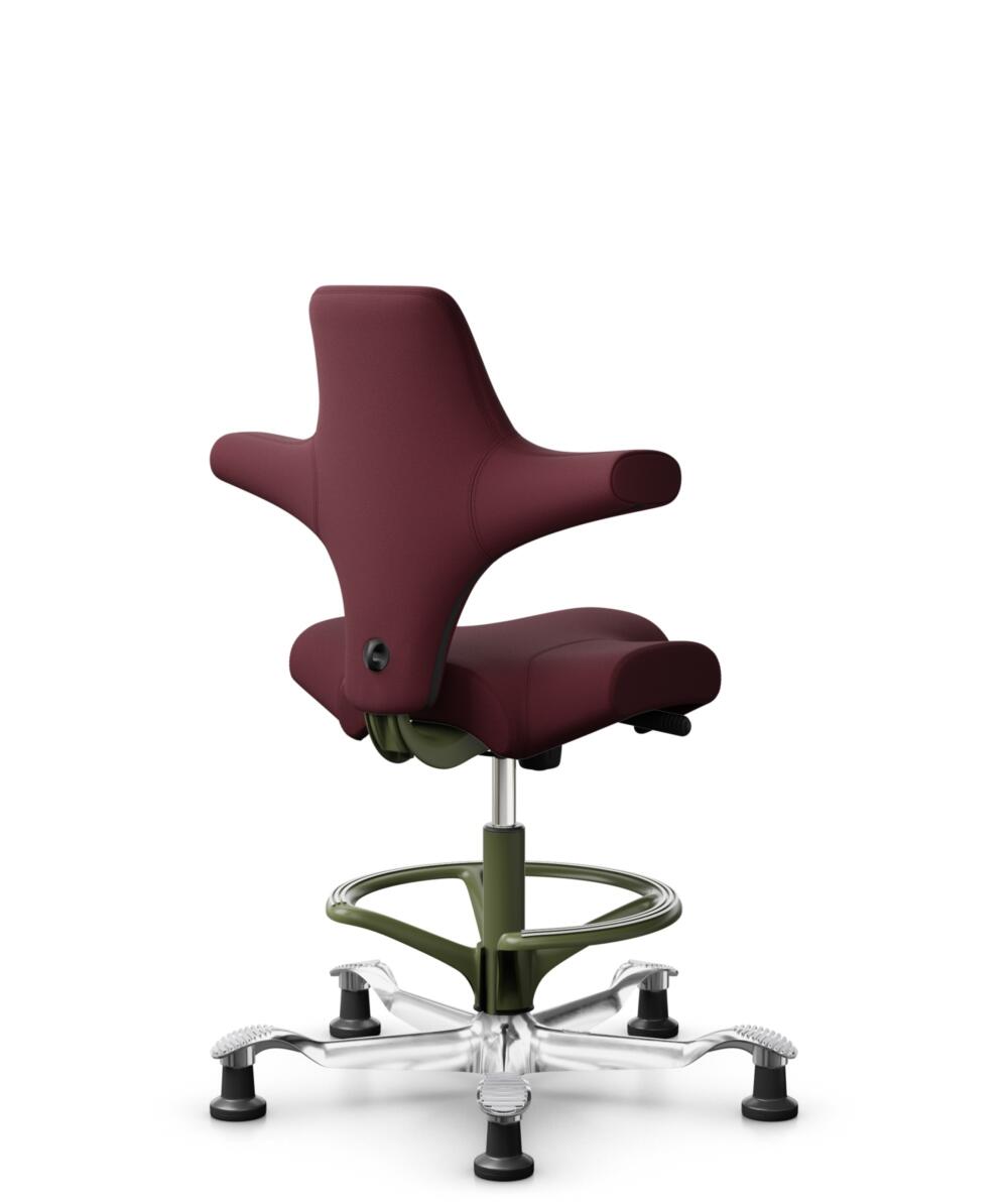 HÅG Capisco 8106 - Steelcut 3 (Kvadrat) - Wol / Polyamide - STT682 Chestnut - Framekleur - Moss Grey - Gasveer - 265 mm (Zithoogte 53-79cm) - Vloercontact - Glijdoppen - Voetenring - Ja, in framekleur - Voetster - Ja, voetster in gepolijst aluminium - 3