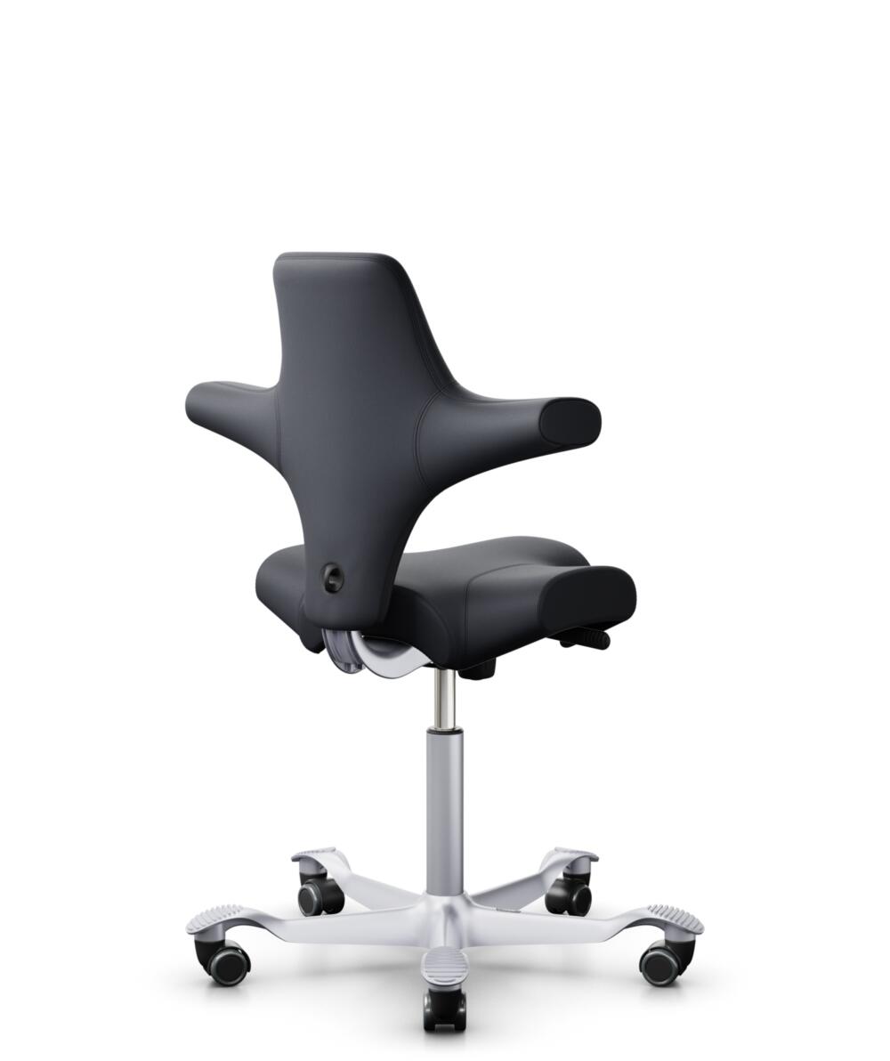 HÅG Capisco 8106 - Paloma Soft (Wollsdorf) - Semi-aniline Leder - PL55185 Charcoal - Framekleur - Zilver - Gasveer - 150 mm (Zithoogte 40-55cm) - Vloercontact - Zachte wielen t.b.v. harde vloeren - Voetenring - Nee, geen voetenring - Voetster - Nee, vo... - 3