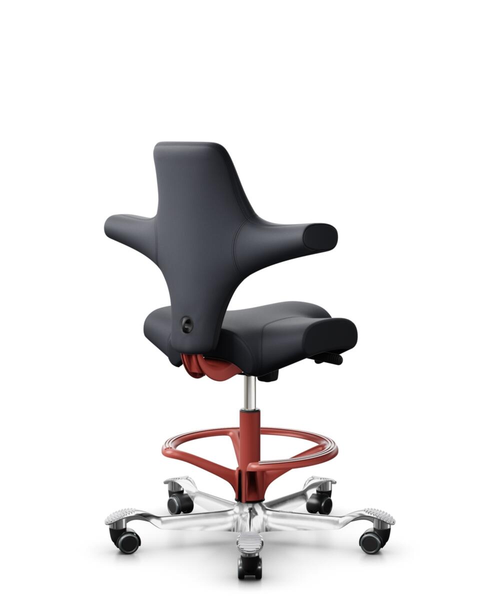 HÅG Capisco 8106 - Paloma Soft (Wollsdorf) - Semi-aniline Leder - PL55185 Charcoal - Framekleur - Blush Rose - Gasveer - 200 mm (Zithoogte 46-64cm) - Vloercontact - Zachte wielen t.b.v. harde vloeren - Voetenring - Ja, in framekleur - Voetster - Ja, vo... - 1