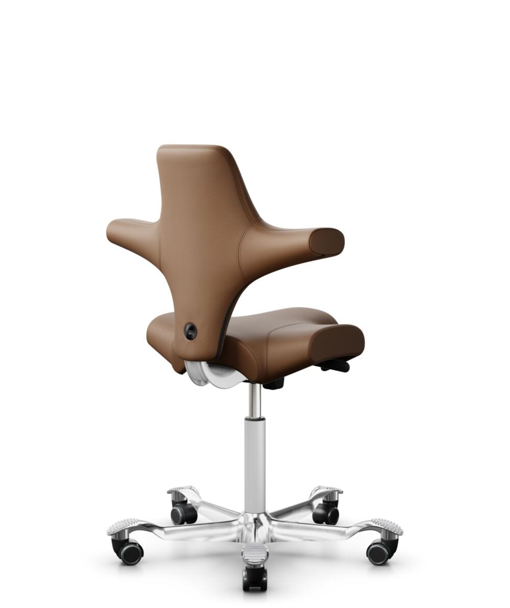 HÅG Capisco 8106 - Paloma Soft (Wollsdorf) - Semi-aniline Leder - PL05429 Cognac - Framekleur - Wit - Gasveer - 200 mm (Zithoogte 46-64cm) - Vloercontact - Zachte wielen t.b.v. harde vloeren - Voetenring - Nee, geen voetenring - Voetster - Ja, voetster... - 3