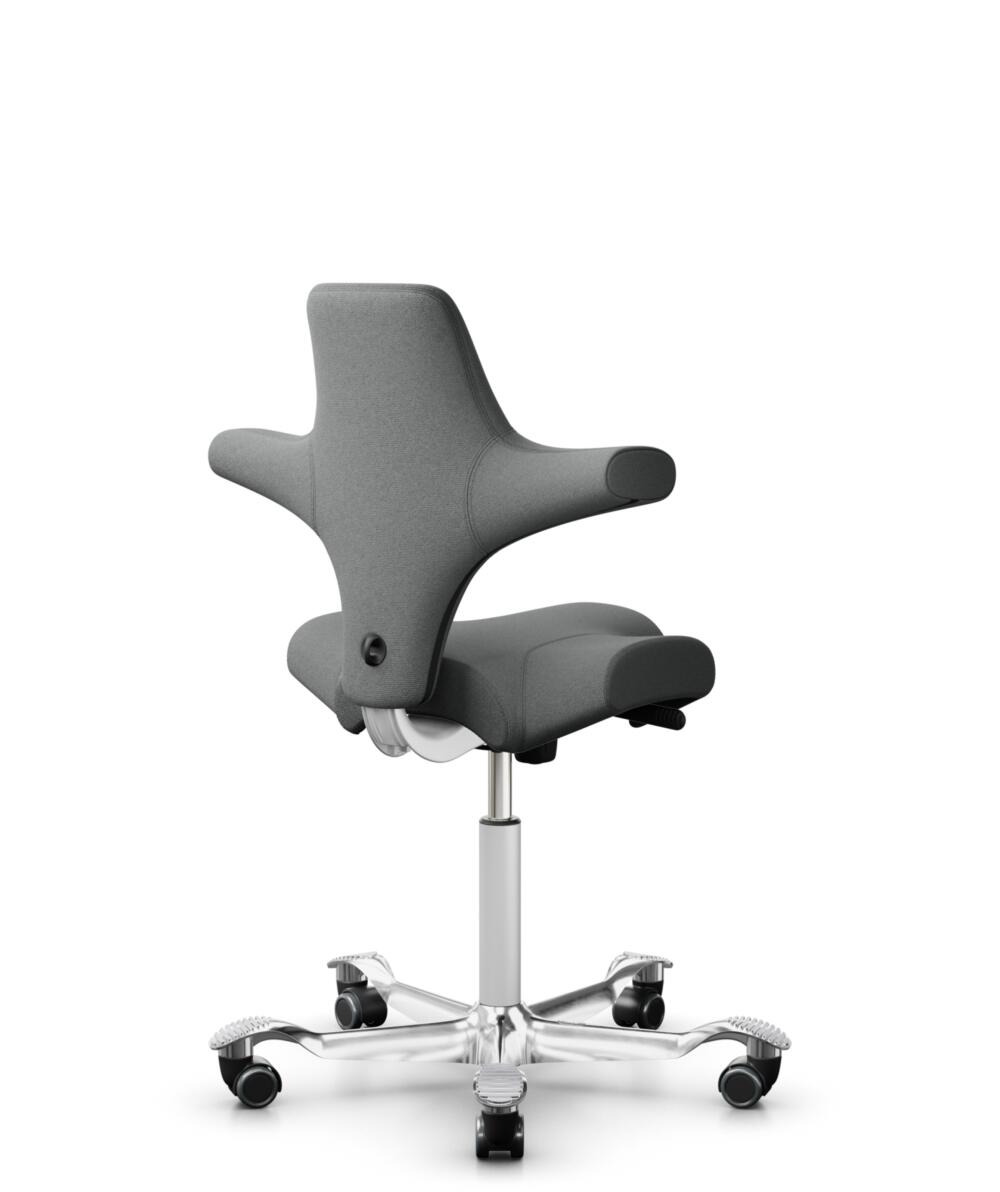 HÅG Capisco 8106 - Cura Loop (Gabriel) - Gerecycled Polyester - CLP60109 - Grey - Framekleur - Wit - Gasveer - 200 mm (Zithoogte 46-64cm) - Vloercontact - Zachte wielen t.b.v. harde vloeren - Voetenring - Nee, geen voetenring - Voetster - Ja, voetster ... - 3