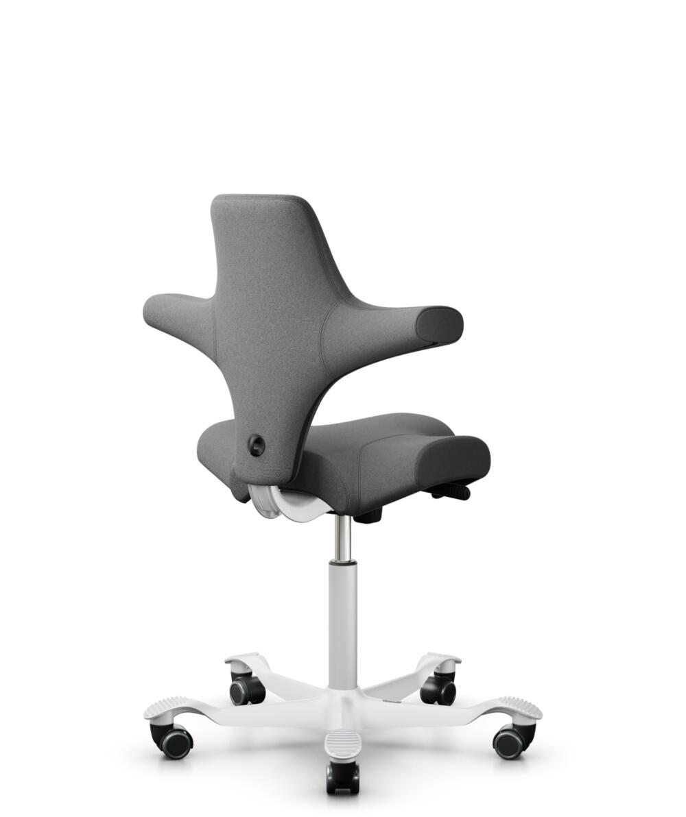 HÅG Capisco 8106 - Cura Loop (Gabriel) - Gerecycled Polyester - CLP60109 - Grey - Framekleur - Wit - Gasveer - 265 mm (Zithoogte 53-79cm) - Vloercontact - Zachte wielen t.b.v. harde vloeren - Voetenring - Nee, geen voetenring - Voetster - Nee, voetster... - 3