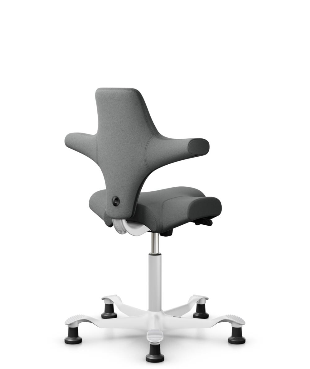 HÅG Capisco 8106 - Cura Loop (Gabriel) - Gerecycled Polyester - CLP60109 - Grey - Framekleur - Wit - Gasveer - 265 mm (Zithoogte 53-79cm) - Vloercontact - Glijdoppen - Voetenring - Nee, geen voetenring - Voetster - Nee, voetster in framekleur - 3