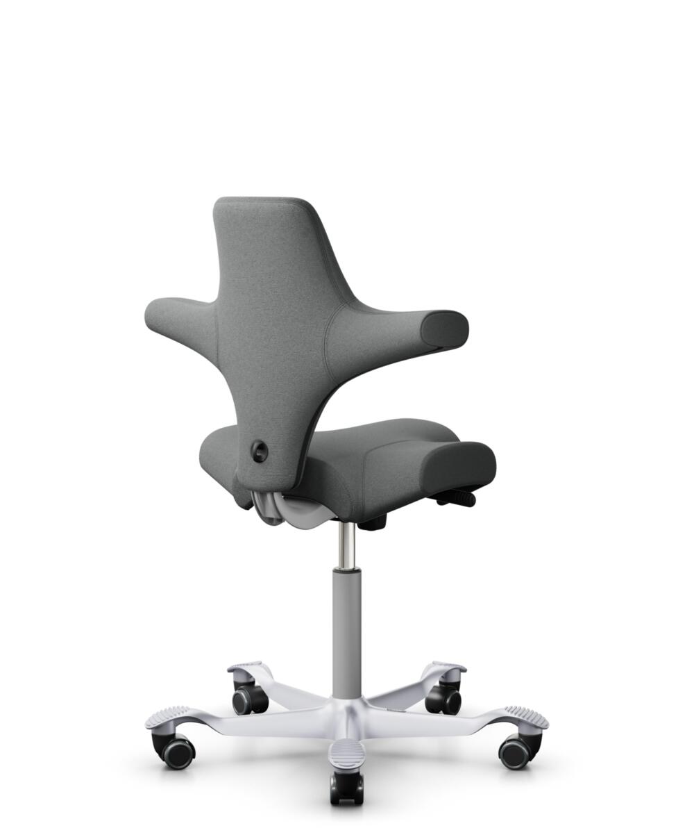 HÅG Capisco 8106 - Cura Loop (Gabriel) - Gerecycled Polyester - CLP60109 - Grey - Framekleur - Zilver - Gasveer - 150 mm (Zithoogte 40-55cm) - Vloercontact - Zachte wielen t.b.v. harde vloeren - Voetenring - Nee, geen voetenring - Voetster - Nee, voets... - 3