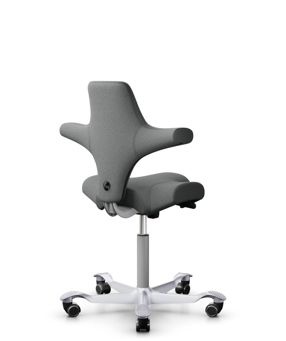 HÅG Capisco 8106 - Cura Loop (Gabriel) - Gerecycled Polyester - CLP60109 - Grey - Framekleur - Zilver - Gasveer - 200 mm (Zithoogte 46-64cm) - Vloercontact - Zachte wielen t.b.v. harde vloeren - Voetenring - Nee, geen voetenring - Voetster - Nee, voets... - 3