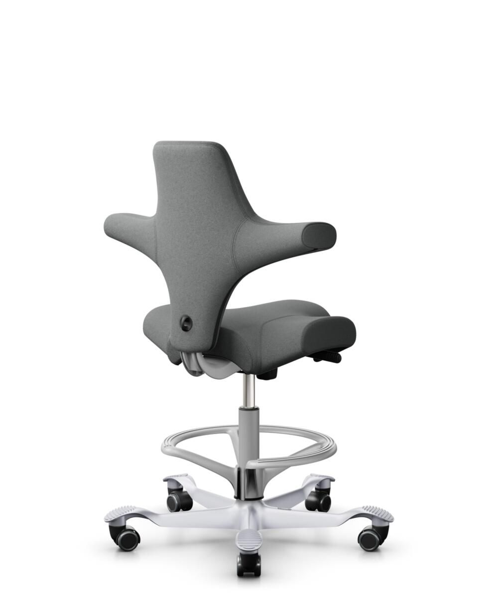 HÅG Capisco 8106 - Cura Loop (Gabriel) - Gerecycled Polyester - CLP60109 - Grey - Framekleur - Zilver - Gasveer - 200 mm (Zithoogte 46-64cm) - Vloercontact - Zachte wielen t.b.v. harde vloeren - Voetenring - Ja, in framekleur - Voetster - Nee, voetster... - 3