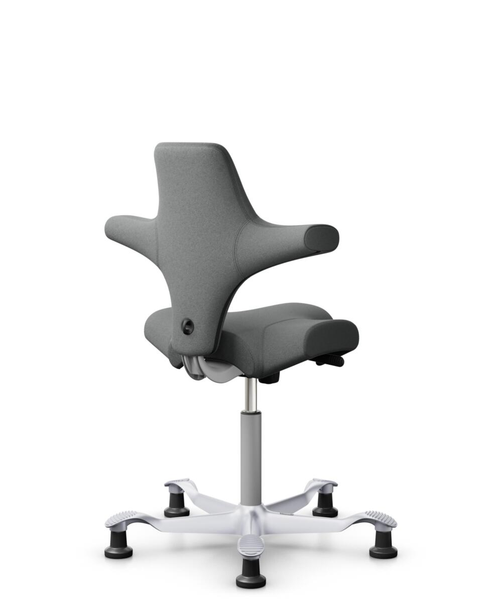 HÅG Capisco 8106 - Cura Loop (Gabriel) - Gerecycled Polyester - CLP60109 - Grey - Framekleur - Zilver - Gasveer - 200 mm (Zithoogte 46-64cm) - Vloercontact - Glijdoppen - Voetenring - Nee, geen voetenring - Voetster - Nee, voetster in framekleur - 3