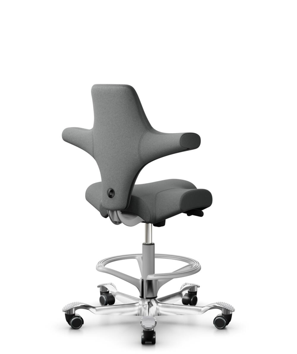 HÅG Capisco 8106 - Cura Loop (Gabriel) - Gerecycled Polyester - CLP60109 - Grey - Framekleur - Zilver - Gasveer - 265 mm (Zithoogte 53-79cm) - Vloercontact - Zachte wielen t.b.v. harde vloeren - Voetenring - Ja, in framekleur - Voetster - Ja, voetster ... - 3